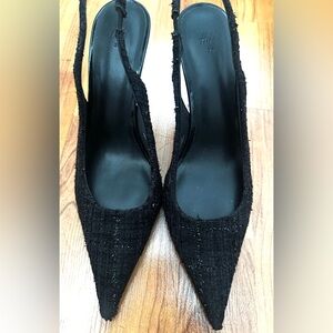 H&M Black Textured Slingback Heels